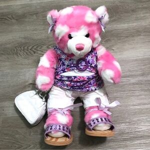 Build-a-Bear Pink White Dots Bear with Outfit Plush Stuffie